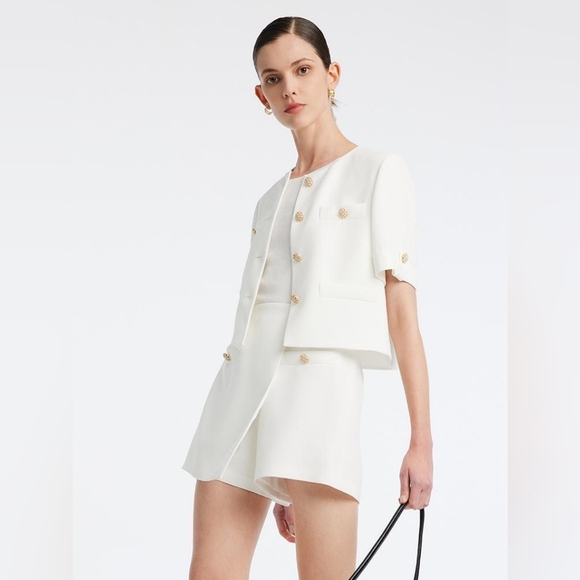 NWT GOELIA White Acetate Shorts Size M - Picture 5 of 8